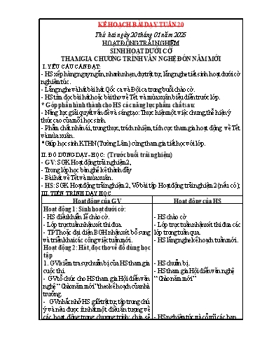 Giáo án các môn Lớp 2 (Kết nối tri thức) - Tuần 20 - Năm học 2024-2025 - Lê Thị Dung