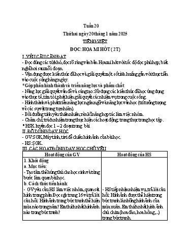Giáo án các môn Lớp 2 (Kết nối tri thức) - Tuần 20 - Năm học 2024-2025 - Nguyễn Thị Lài