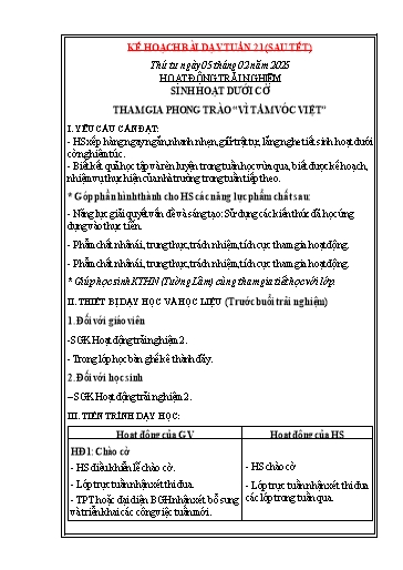 Giáo án các môn Lớp 2 (Kết nối tri thức) - Tuần 21 - Năm học 2024-2025 - Lê Thị Dung