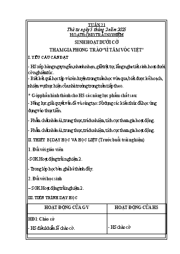 Giáo án các môn Lớp 2 (Kết nối tri thức) - Tuần 21 - Năm học 2024-2025 - Trần Thị Phương Nam
