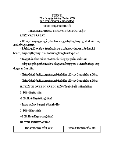 Giáo án các môn Lớp 2 (Kết nối tri thức) - Tuần 21 - Năm học 2024-2025 - Trần Thị Phương
