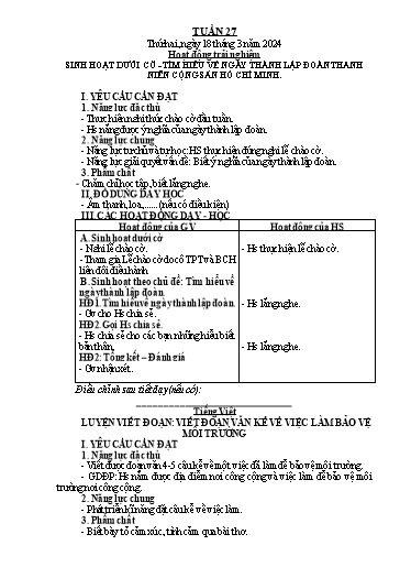 Giáo án các môn Lớp 2 (Kết nối tri thức) - Tuần 27 - Năm học 2023-2024