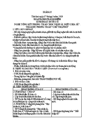 Giáo án các môn Lớp 2 (Kết nối tri thức) - Tuần 27 - Năm học 2024-2025 - Trần Thị Phương Nam