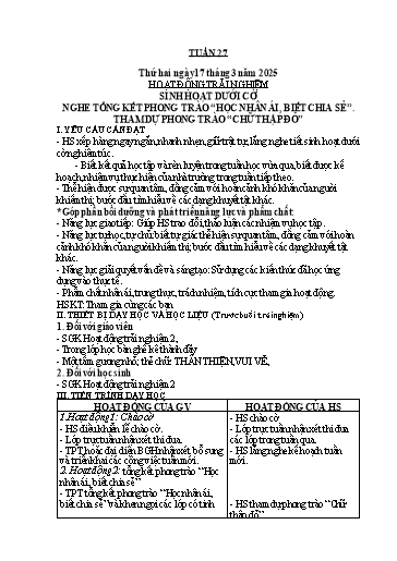 Giáo án các môn Lớp 2 (Kết nối tri thức) - Tuần 27 - Năm học 2024-2025 - Nguyễn Thị Lài