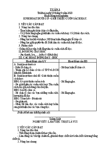 Giáo án các môn Lớp 2 (Kết nối tri thức) - Tuần 3 - Năm học 2023-2024