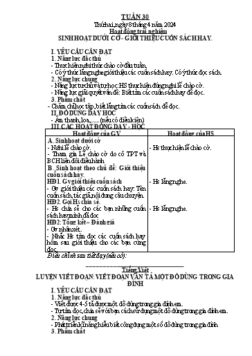 Giáo án các môn Lớp 2 (Kết nối tri thức) - Tuần 30 - Năm học 2023-2024