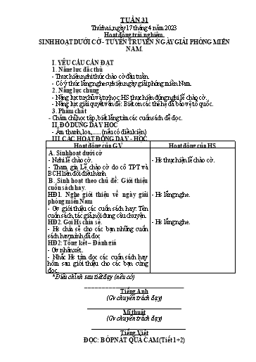 Giáo án các môn Lớp 2 (Kết nối tri thức) - Tuần 31 - Năm học 2022-2023