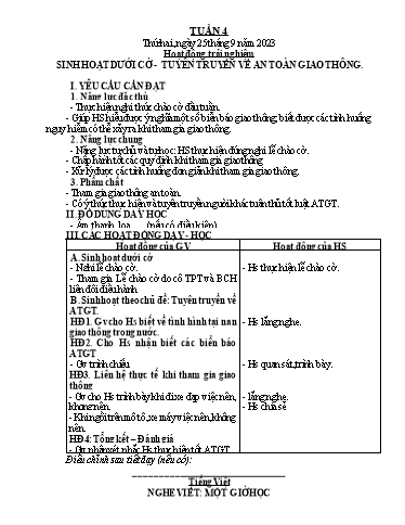 Giáo án các môn Lớp 2 (Kết nối tri thức) - Tuần 4 - Năm học 2023-2024