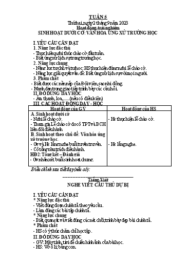 Giáo án các môn Lớp 2 (Kết nối tri thức) - Tuần 5 - Năm học 2023-2024