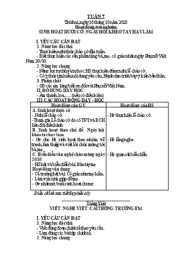 Giáo án các môn Lớp 2 (Kết nối tri thức) - Tuần 7 - Năm học 2023-2024