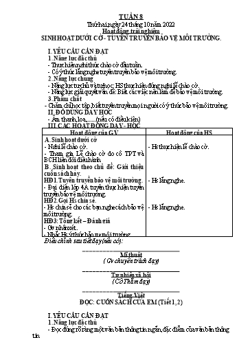 Giáo án các môn Lớp 2 (Kết nối tri thức) - Tuần 8 - Năm học 2022-2023