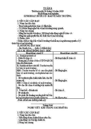 Giáo án các môn Lớp 2 (Kết nối tri thức) - Tuần 9 - Năm học 2023-2024
