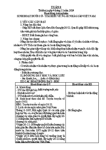 Giáo án các môn Lớp 2 (Kết nối tri thức) - Tuần 9 - Năm học 2024-2025