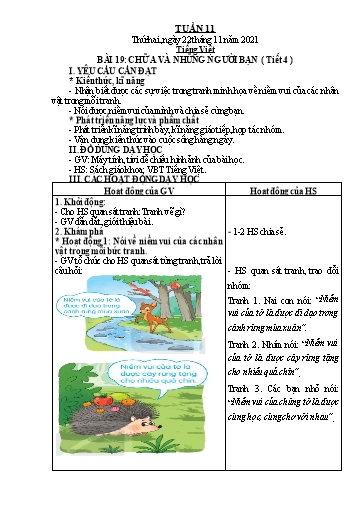 Giáo án các môn Lớp 2 (sách Kết nối tri thức) - Tuần 11 - Năm học 2021-2022