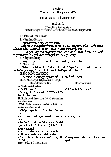 Giáo án các môn Lớp 2 - Tuần 1 - Năm học 2022-2023