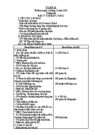 Giáo án các môn Lớp 2 - Tuần 10 - Năm học 2021-2022