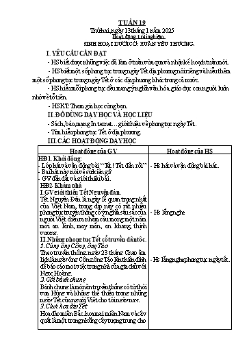 Giáo án các môn Lớp 2 - Tuần 19 - Năm học 2024-2025