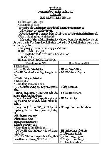 Giáo án các môn Lớp 2 - Tuần 20 - Năm học 2021-2022