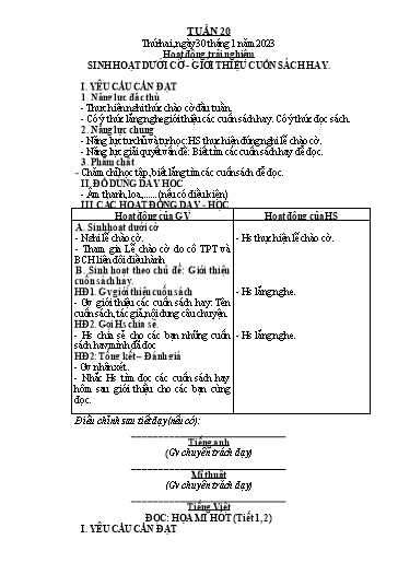 Giáo án các môn Lớp 2 - Tuần 20 - Năm học 2022-2023