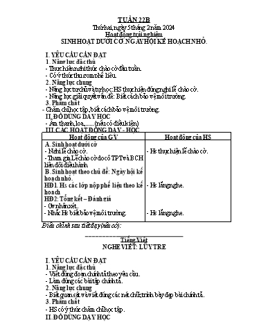 Giáo án các môn Lớp 2 - Tuần 22 - Năm học 2023-2024