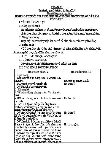 Giáo án các môn Lớp 2 - Tuần 22 - Năm học 2024-2025
