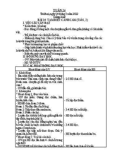 Giáo án các môn Lớp 2 - Tuần 24 - Năm học 2021-2022
