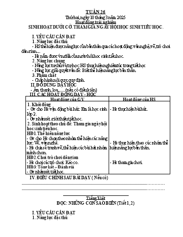 Giáo án các môn Lớp 2 - Tuần 26 - Năm học 2024-2025
