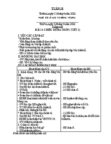 Giáo án các môn Lớp 2 - Tuần 28 - Năm học 2021-2022