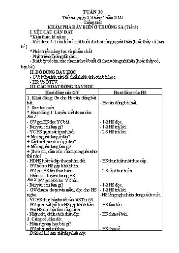 Giáo án các môn Lớp 2 - Tuần 30 - Năm học 2021-2022