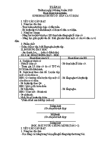 Giáo án các môn Lớp 2 - Tuần 32 - Năm học 2022-2023