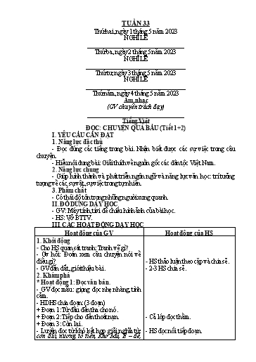 Giáo án các môn Lớp 2 - Tuần 33 - Năm học 2022-2023