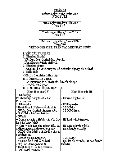 Giáo án các môn Lớp 2 - Tuần 33 - Năm học 2023-2024