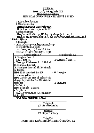 Giáo án các môn Lớp 2 - Tuần 34 - Năm học 2022-2023