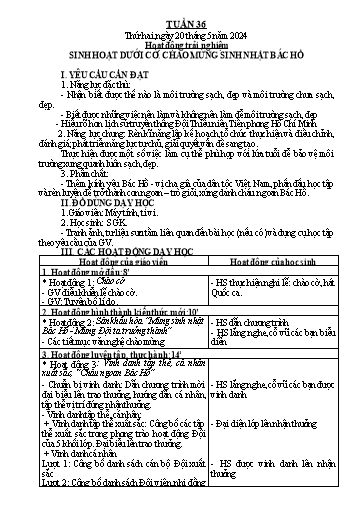 Giáo án các môn Lớp 2 - Tuần 36 - Năm học 2023-2024