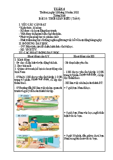 Giáo án các môn Lớp 2 - Tuần 6 - Năm học 2021-2022