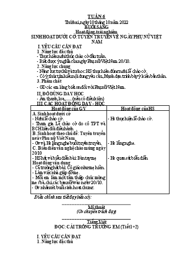 Giáo án các môn Lớp 2 - Tuần 6 - Năm học 2022-2023