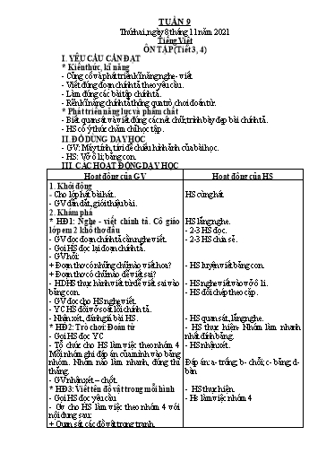 Giáo án các môn Lớp 2 - Tuần 9 - Năm học 2021-2022