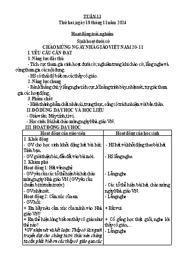 Giáo án các môn Lớp 3 (Kết nối tri thức) - Tuần 11 - Năm học 2024-2025