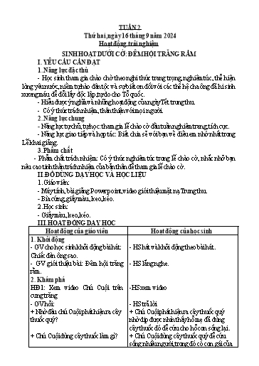 Giáo án các môn Lớp 3 (Kết nối tri thức) - Tuần 2 - Năm học 2024-2025