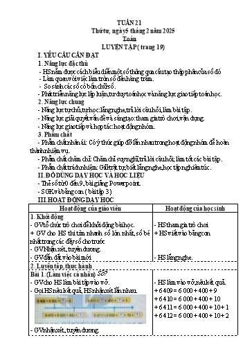 Giáo án các môn Lớp 3 (Kết nối tri thức) - Tuần 21 - Năm học 2024-2025