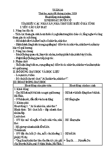 Giáo án các môn Lớp 3 (Kết nối tri thức) - Tuần 30 - Năm học 2024-2025