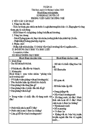 Giáo án các môn Lớp 3 (Kết nối tri thức) - Tuần 31 - Năm học 2024-2025