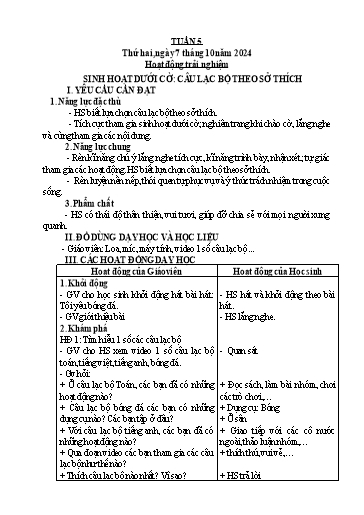 Giáo án các môn Lớp 3 (Kết nối tri thức) - Tuần 5 - Năm học 2024-2025
