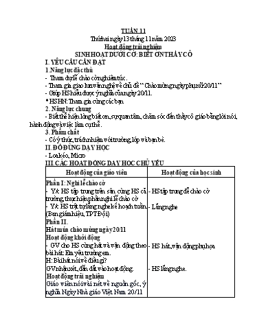 Giáo án các môn Lớp 4 (Kết nối tri thức) - Tuần 11 - Năm học 2023-2024