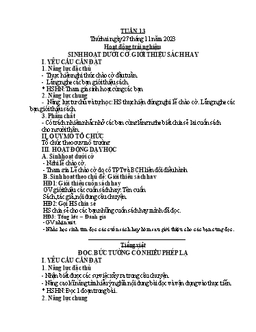 Giáo án các môn Lớp 4 (Kết nối tri thức) - Tuần 13 - Năm học 2023-2024