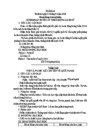Giáo án các môn Lớp 4 (Kết nối tri thức) - Tuần 31 - Năm học 2023-2024