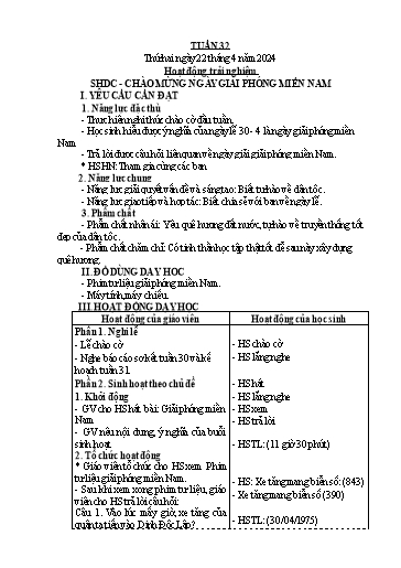 Giáo án các môn Lớp 4 (Kết nối tri thức) - Tuần 32 - Năm học 2023-2024