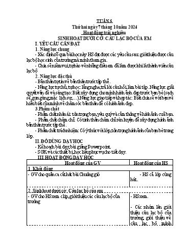 Giáo án các môn Lớp 4 (Kết nối tri thức) - Tuần 5 - Năm học 2024-2025
