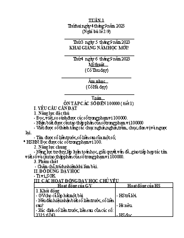 Giáo án các môn Lớp 4 - Tuần 1 - Năm học 2023-2024