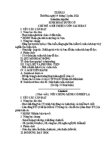 Giáo án các môn Lớp 4 - Tuần 11 - Năm học 2022-2023